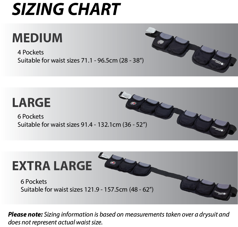 Pouch Weight Belt | sizing chart